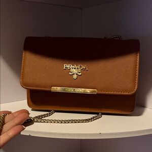 Prada Tan Leather Crossbody Bag
